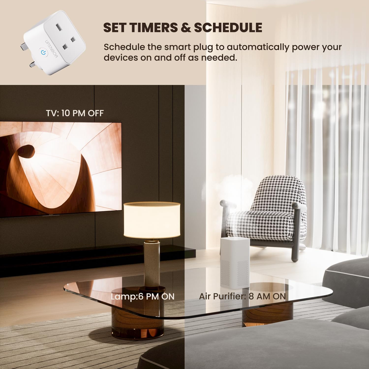Thumbnail 4 de UPXNBOR Smart Plug (2 Pack) – Wi‑Fi Outlet with Energy Monitoring, Timer & Remote App Control