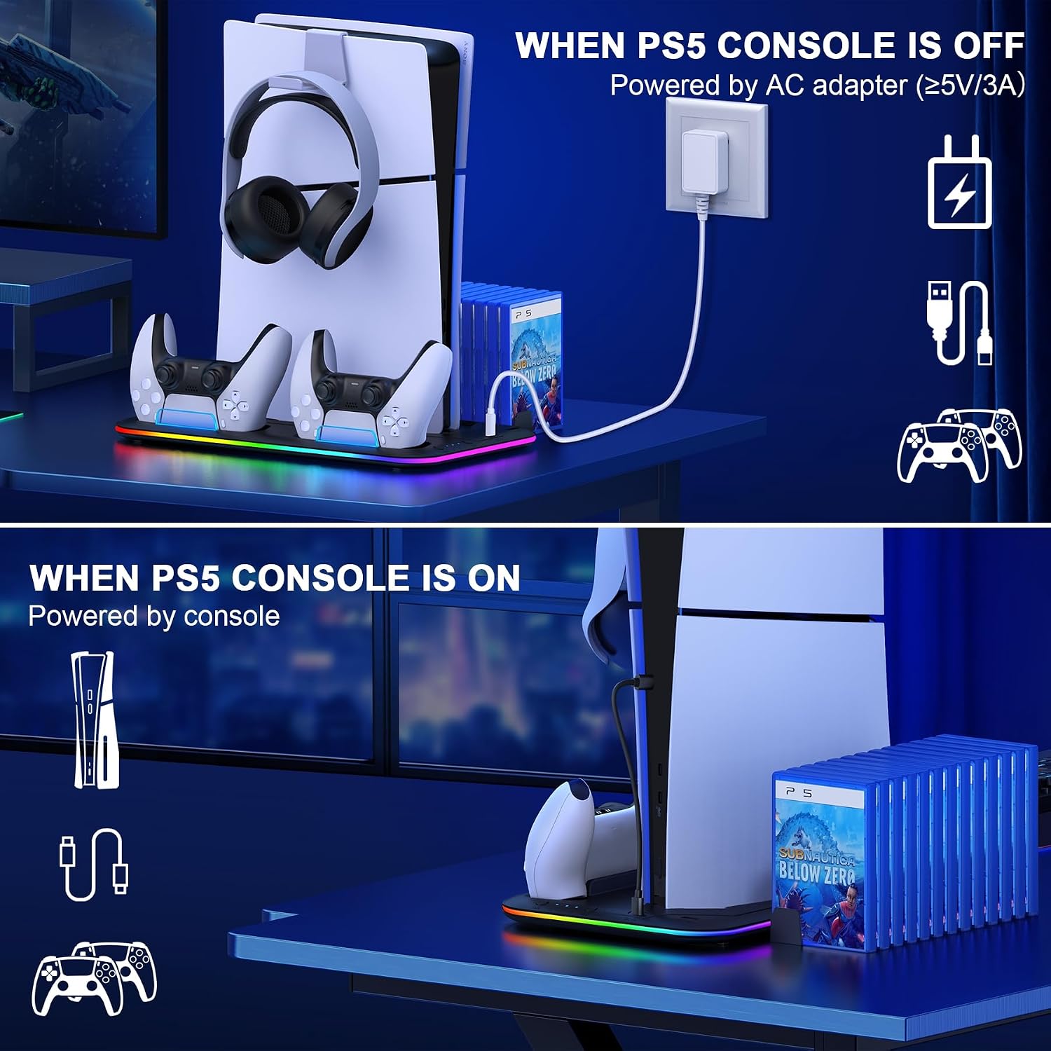 Thumbnail 5 de HEYLICOOL PS5 Cooling Stand with RGB and 15 Slots