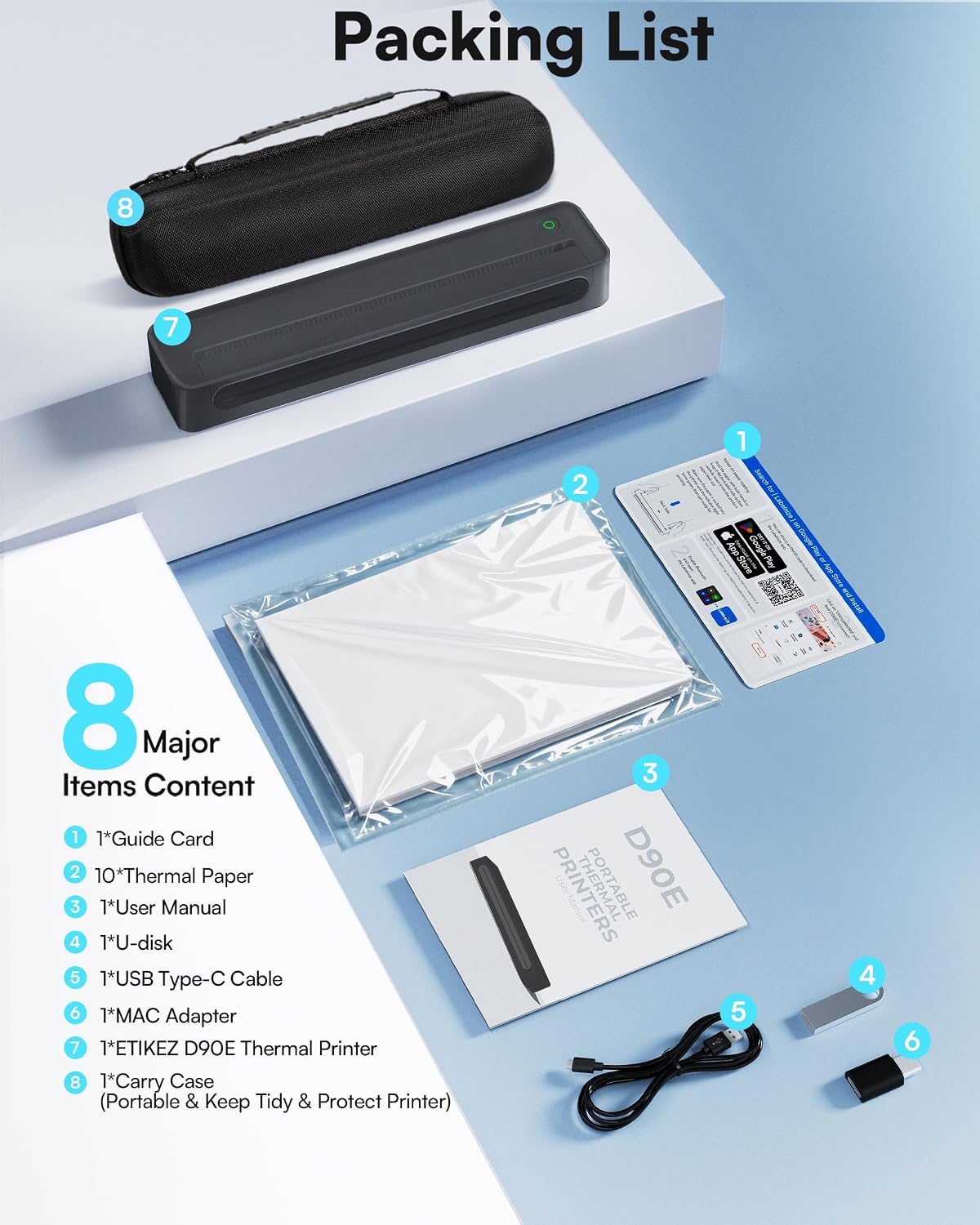 Thumbnail 4 de ETIKEZ D90E Inkless Portable Printer for Travel