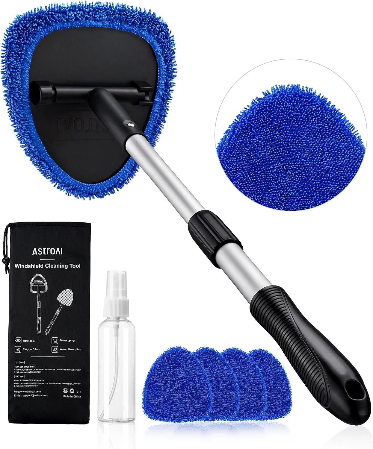 Detalle de AstroAI Windshield Cleaner Tool with Microfibre Pads