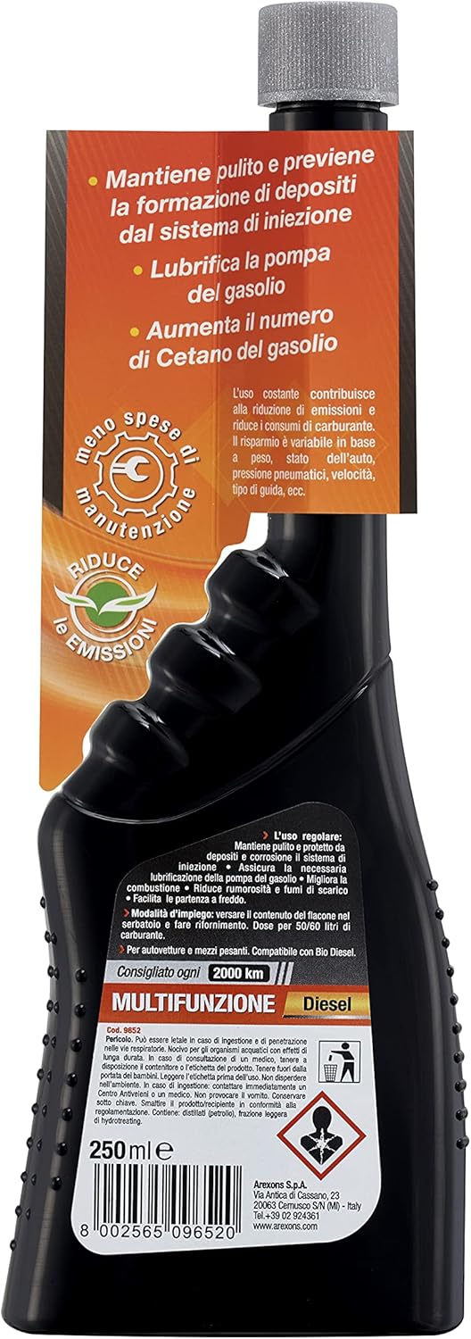 Detalle de Arexons Additivo Diesel Multifunzione 250 ml – Pulitore, Protettivo e Miglioratore di Prestazioni per Motori Diesel