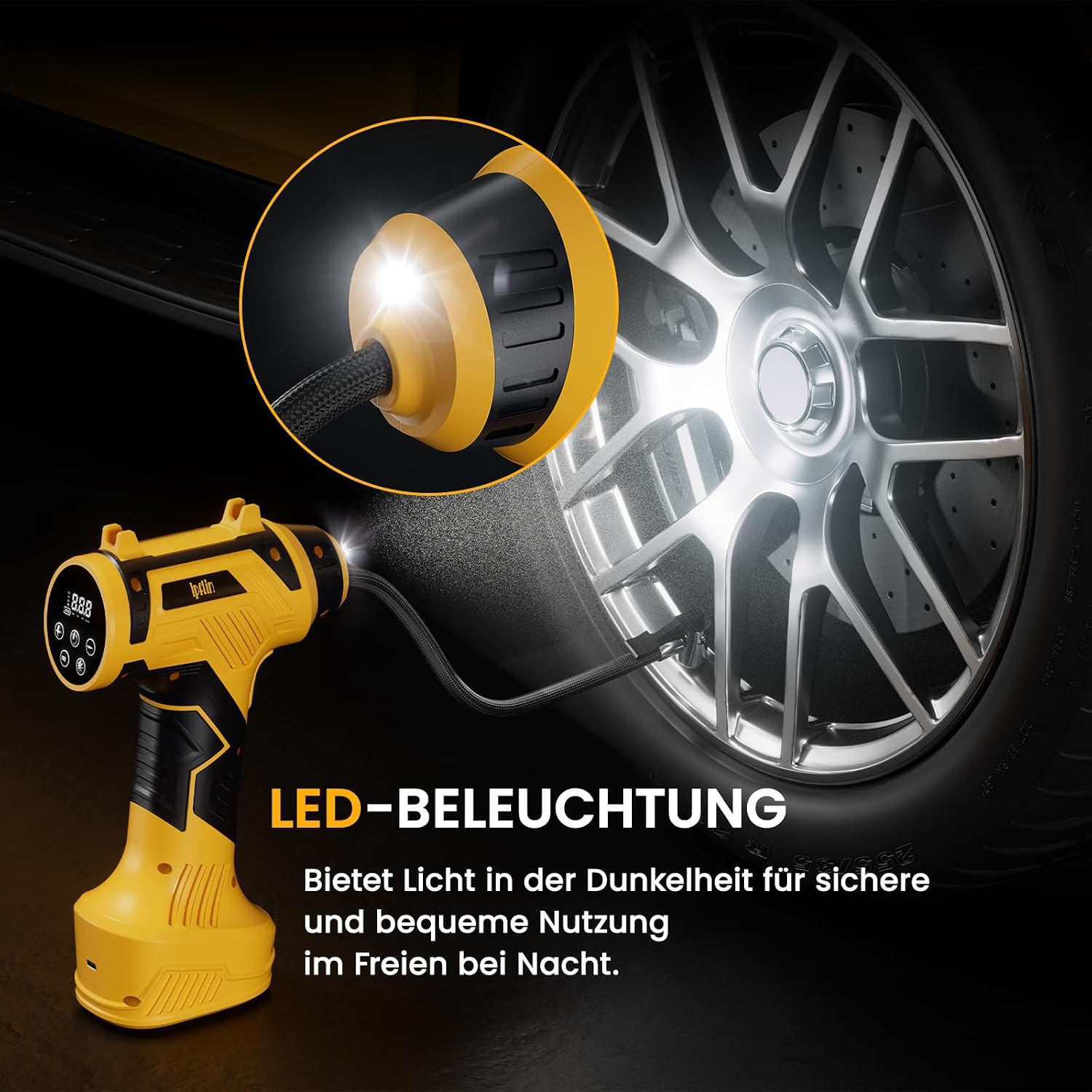 Thumbnail 6 de Akku-Luftpumpe für Auto & Fahrrad: Elektrische Auto Luftpumpe mit 150 PSI, 22 l/min und LED-Anzeige