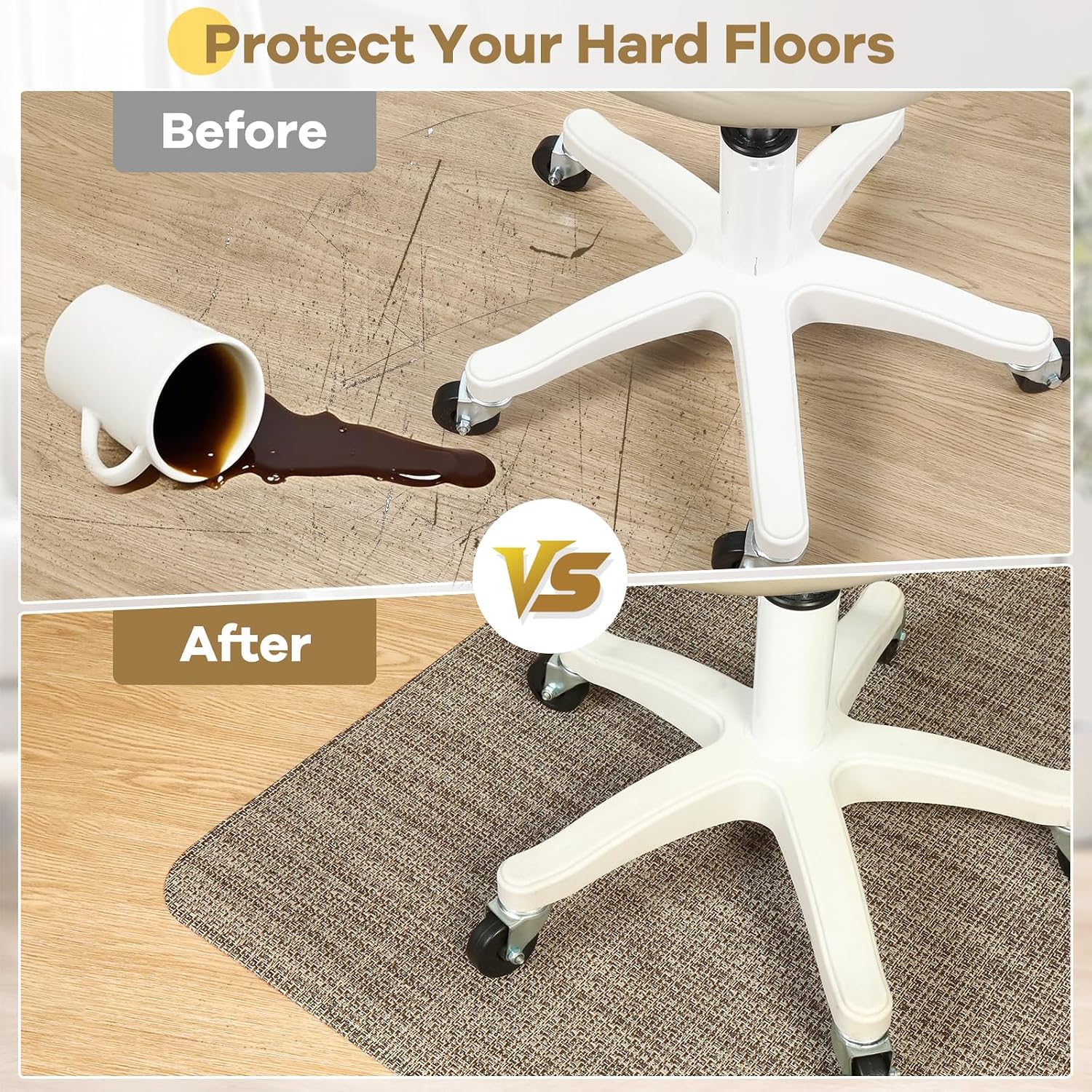 Thumbnail 1 de 2 Pack Office Chair Mat for Carpet (90 x 120 cm) – Transparent PVC Carpet Protector, Non-Slip for Low Pile Floors