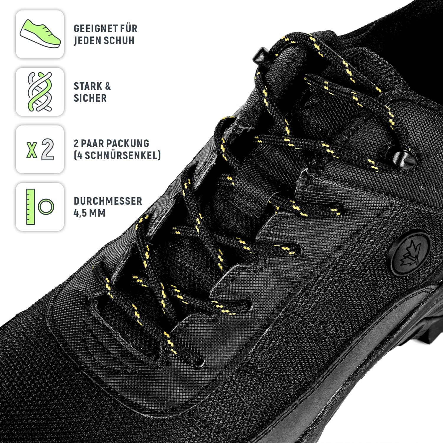 Thumbnail 1 de CUBSER Premium Runde Schnürsenkel – 2 Paar, Ø4,5 mm, 70–200 cm, vielseitig verwendbar