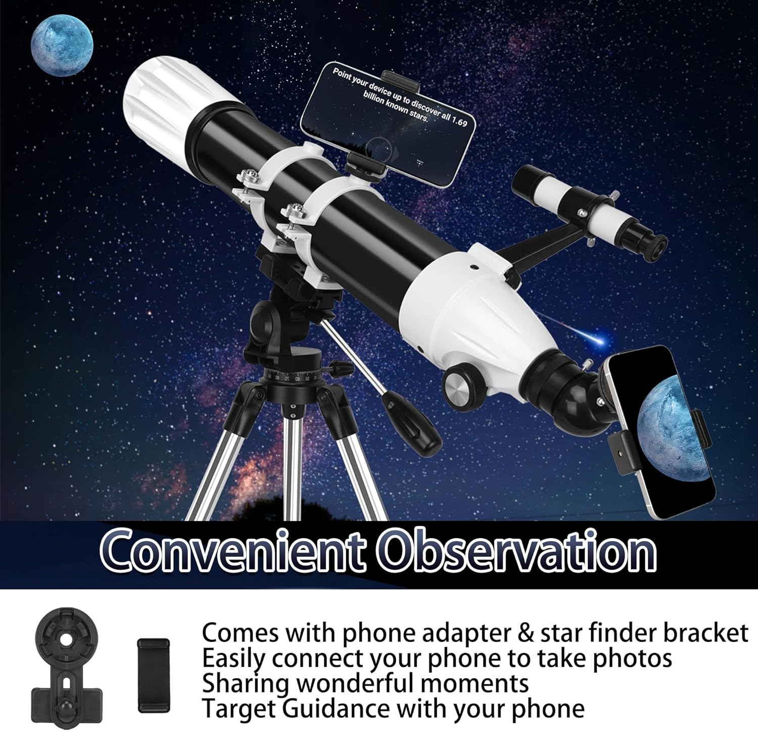 Thumbnail 5 de 90mm Aperture 900mm Refractor Telescope for Adults