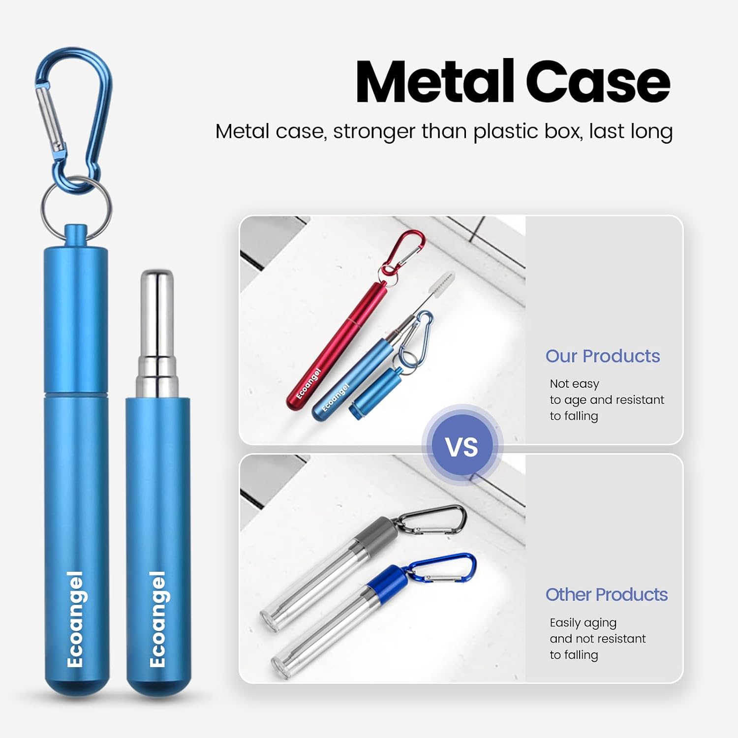 Thumbnail 2 de Ecoangel Cruise Ship Essentials: 4-Pack Reusable Collapsible Stainless Steel Straws with Aluminum Case