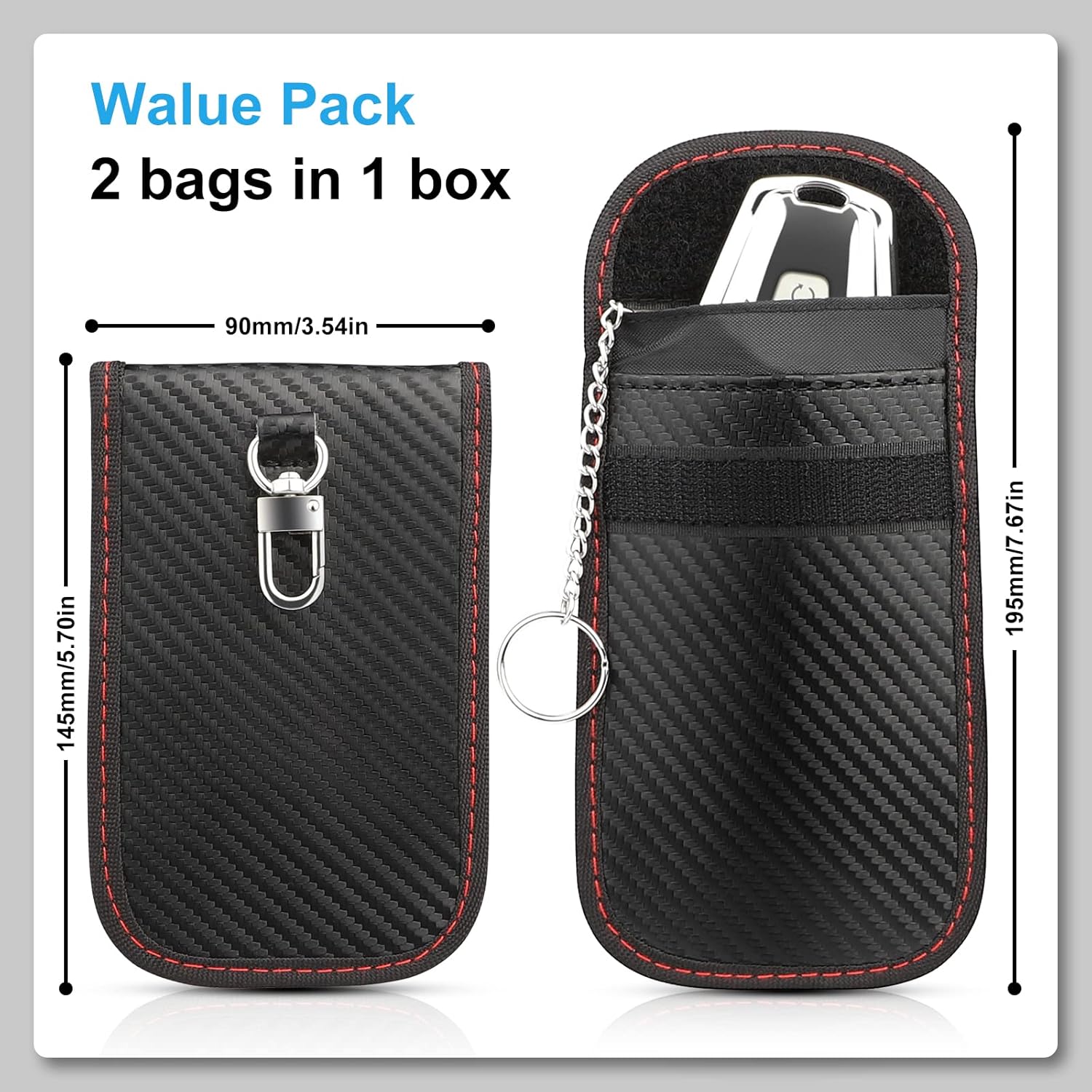 Detalle 2 de Diyife Faraday Pouch 2-pack RFID key blocker 🔑