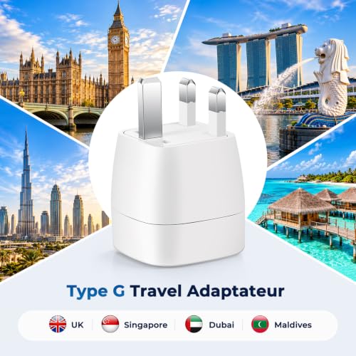 Thumbnail 1 de vutizal Adaptateurs de voyage type G, lot de 2, blancs, 16 A / 2 500 W