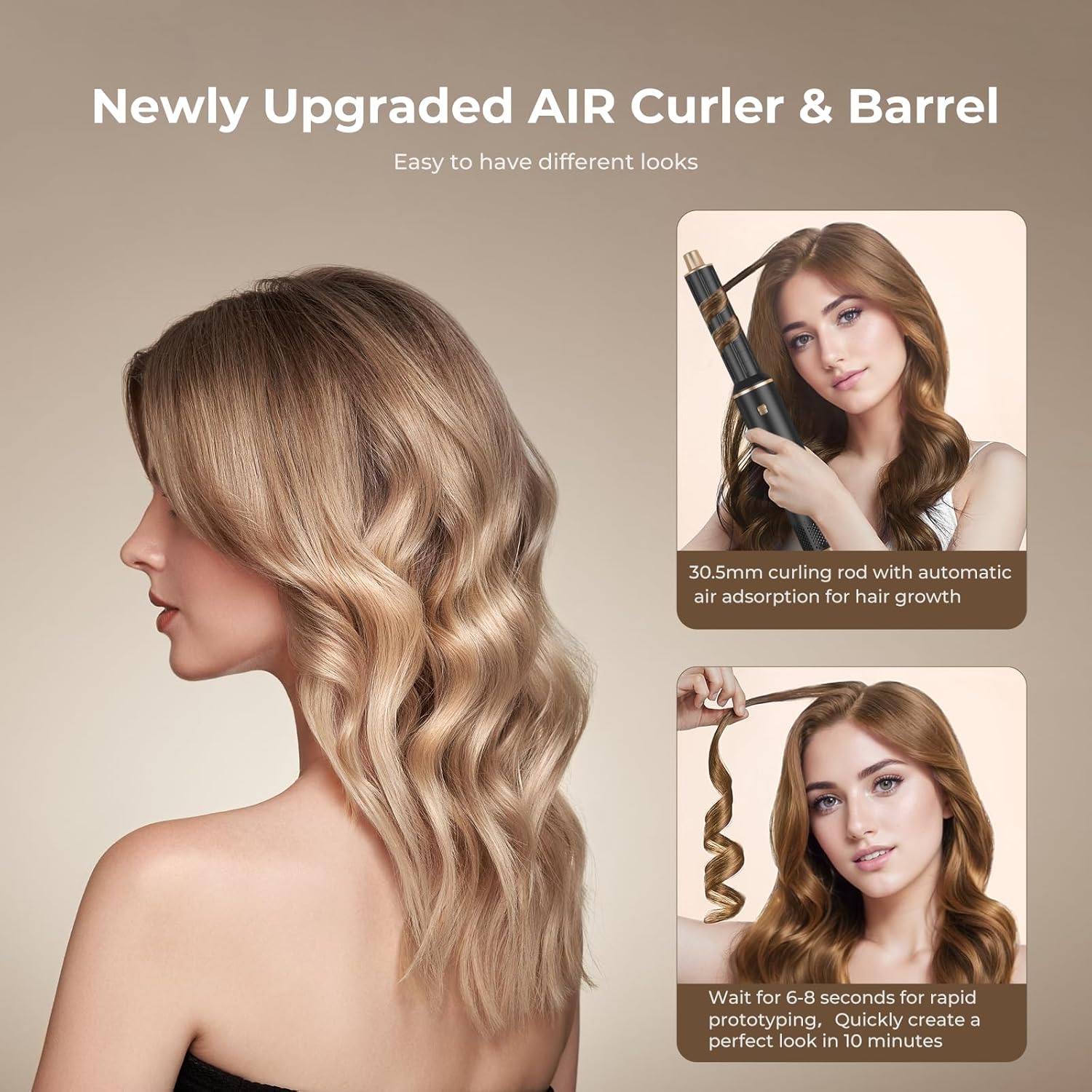 Detalle de UKLISS Set Styler per Capelli 5 in 1 (Airstyler/air curlers) con asciugacapelli e accessori per volume, ricci e lisci