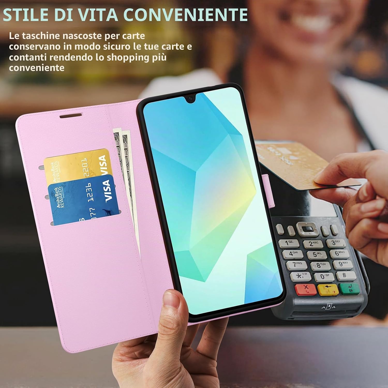 Detalle de Eirltiy Cover Portafoglio in PU per Samsung Galaxy A16 5G/4G: protezione, stile e 3 slot