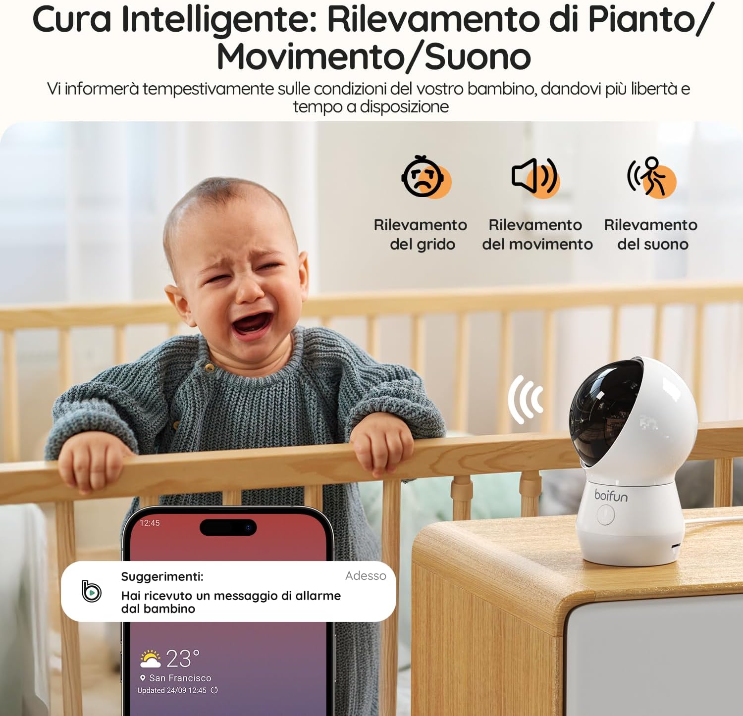 Thumbnail 3 de Boifun Baby Monitor 5.5”: video 4MP, zoom 4X, controllo remoto e AI per la sicurezza del bambino