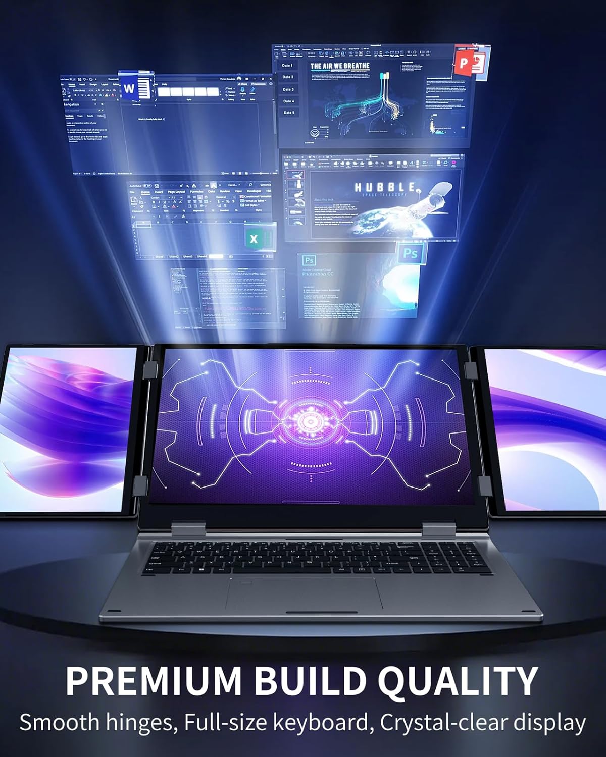 Thumbnail 3 de KOOFORWAY Triple Screen Laptop (16” main + dual 10.5” foldable) with Core i7-12700H, 32GB RAM and 2TB SSD