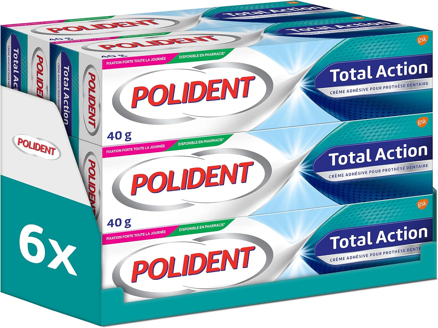 Detalle de Polident Crème Fixative Protection Gencives – Lot de 6 x 40 g, sans goût