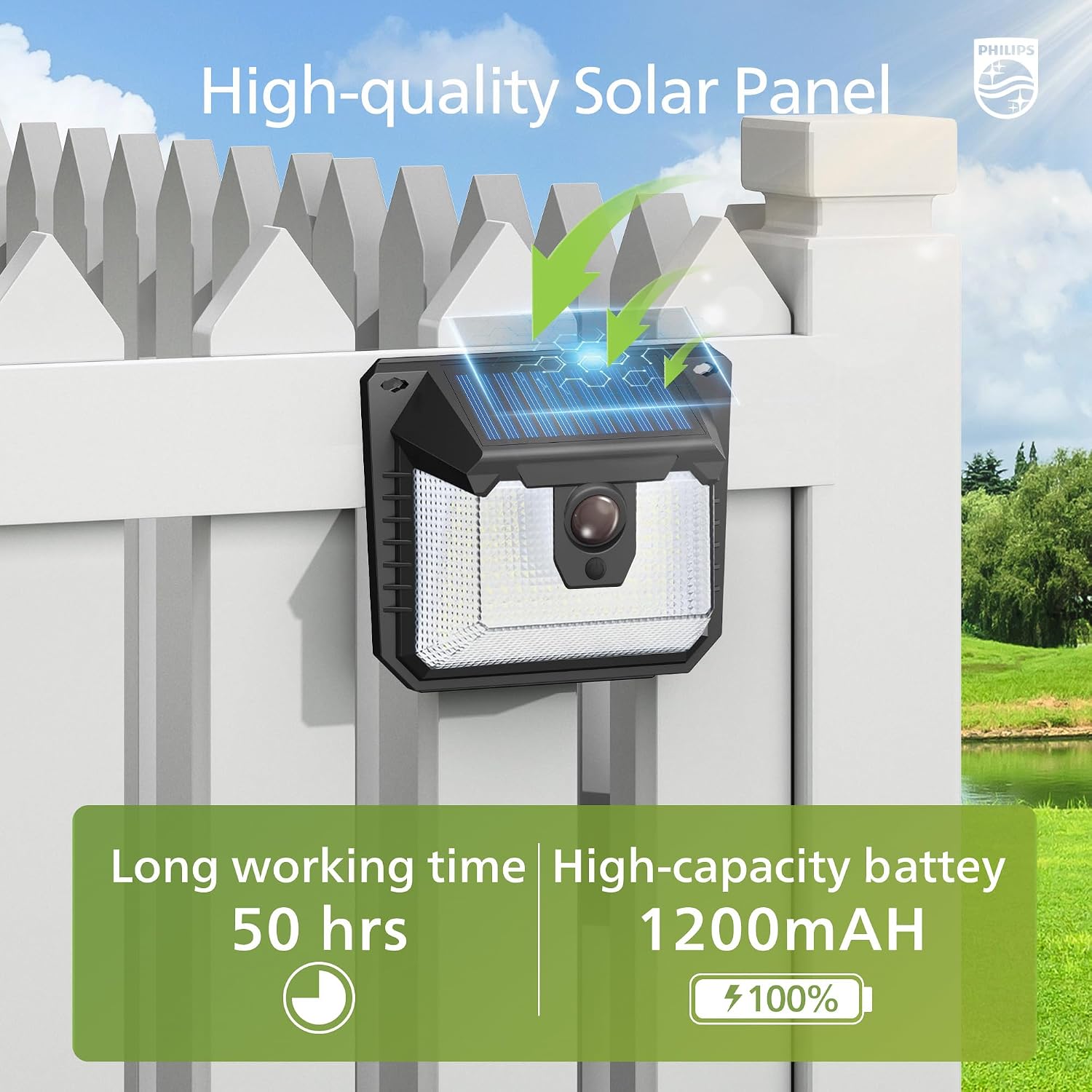Thumbnail 6 de Philips Outdoor Solar Lights with Motion Sensor (2 Pack) – 120 LED, 300 Lumen, 3 Lighting Modes