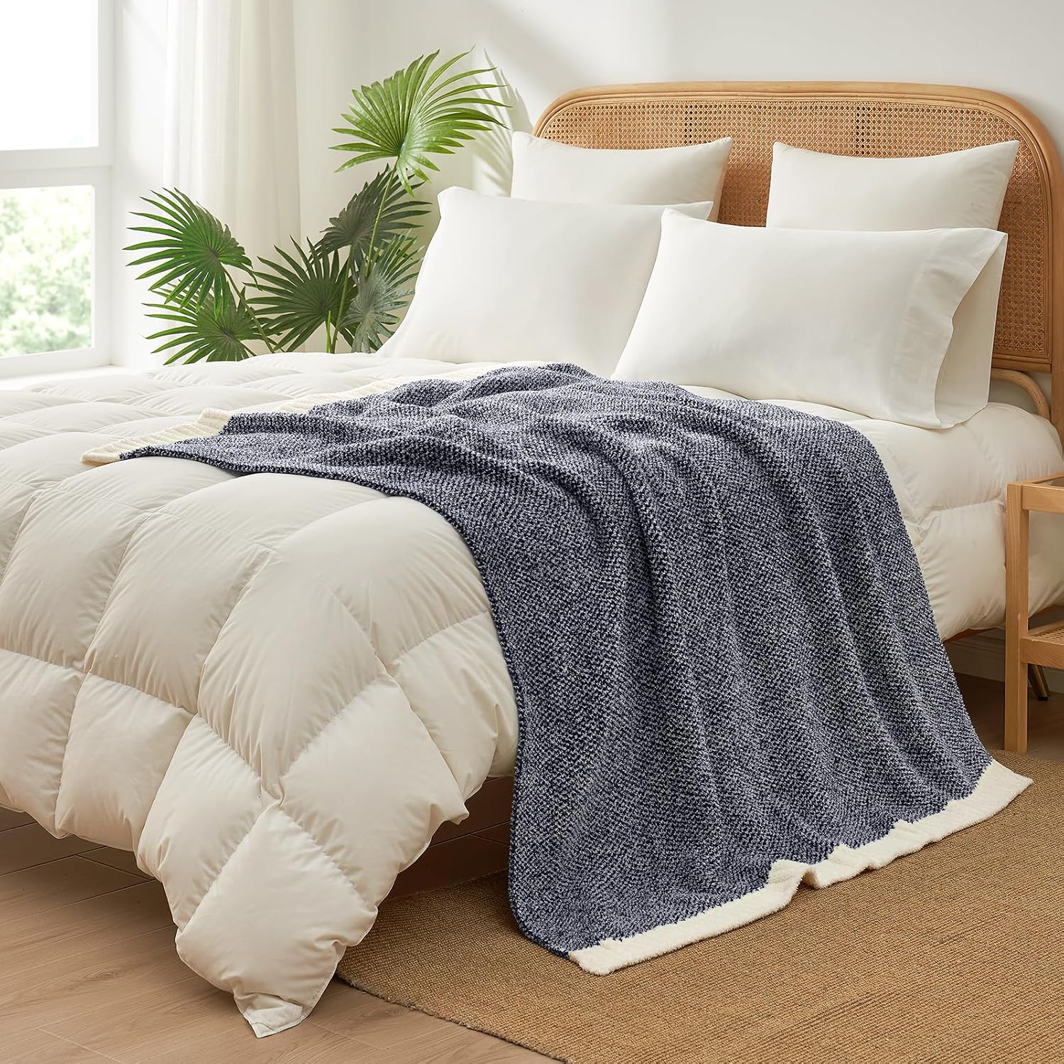 Thumbnail 6 de Snuggle Sac Heather Navy Throw Blanket (50x60 inches) — super soft microfiber knit for couch, bed, and travel