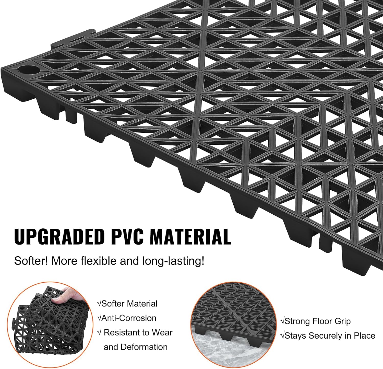 Detalle de VEVOR 30*30*1.5cm-B Interlocking PVC Drainage Tiles, 50-Pack, Black