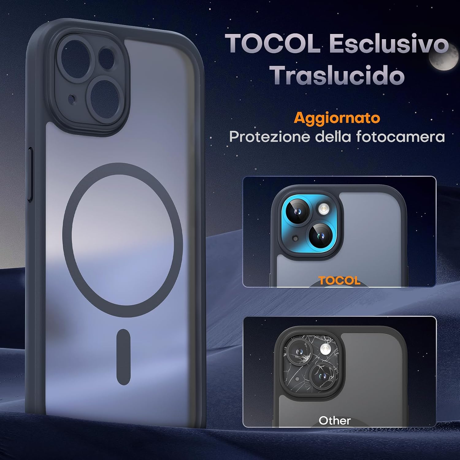 Thumbnail 4 de TOCOL Cover Magnetica per iPhone 14 da 6,1" con MagSafe e protezione fotocamera, nera