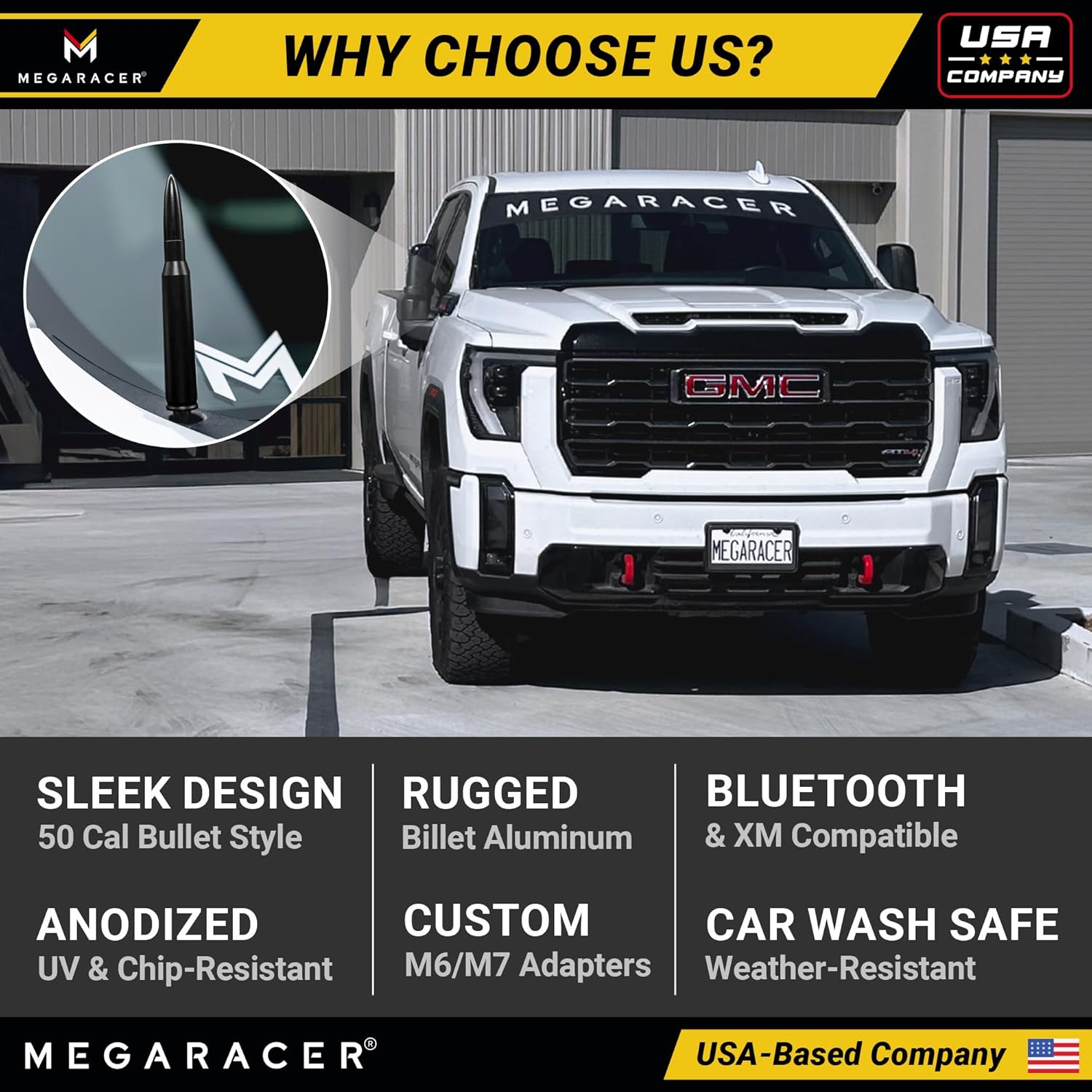 Thumbnail 4 de Anodized 50 Cal Bullet Antenna for Chevy Silverado & GMC Sierra (1999–2026) — Rugged Billet Aluminum Short Replacement, Black