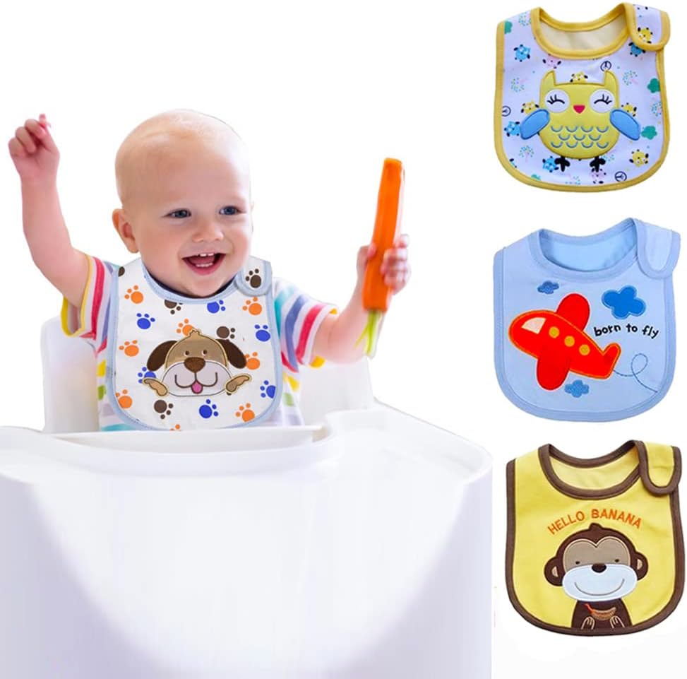 Thumbnail 1 de SLOSH lot de 12 bavoirs bébé imperméables en coton (0 à 36 mois) à fermeture latérale