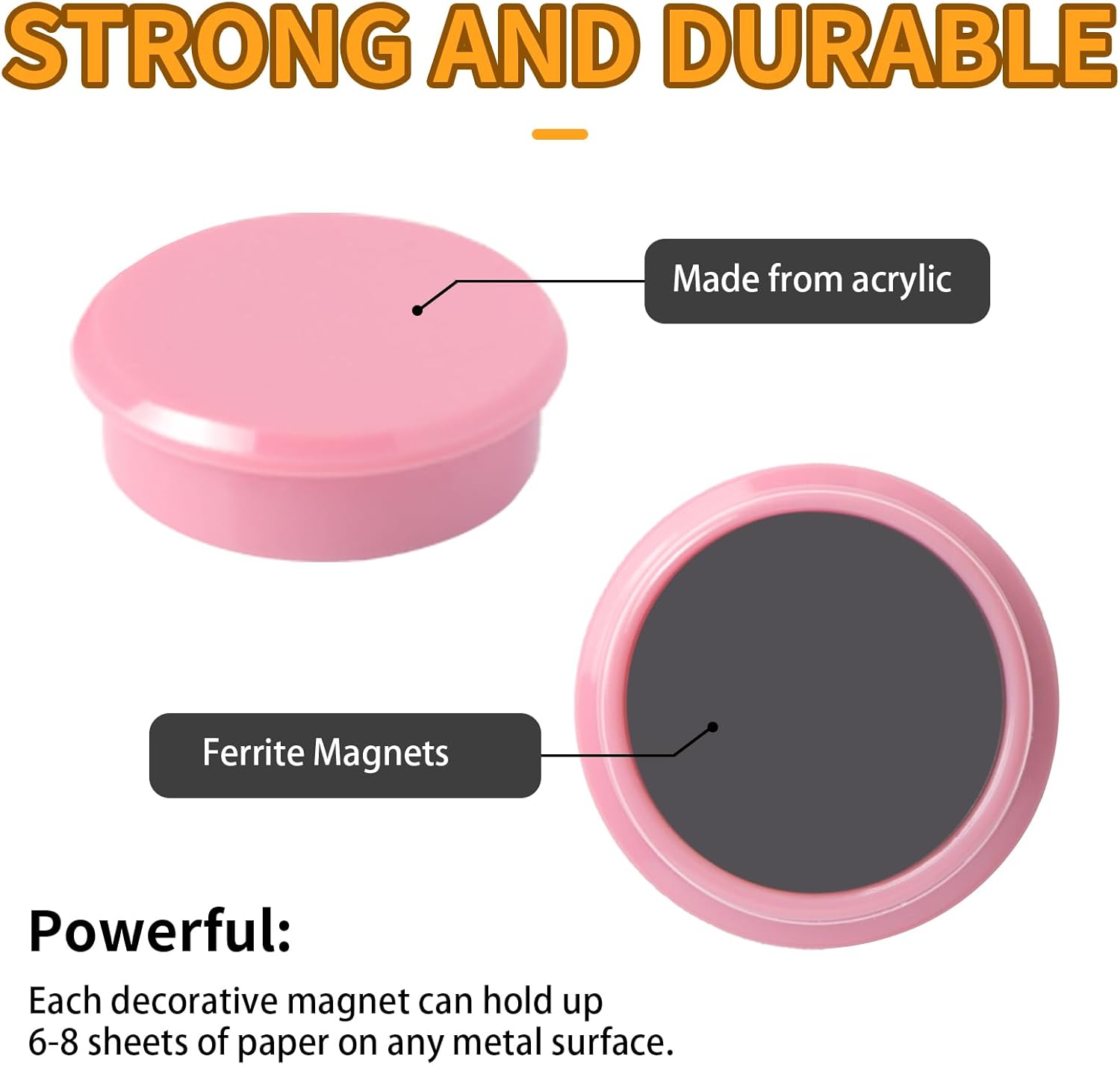 Detalle de QOJOPU 30 Stück starke Magnetkugeln – Runde rosa Mini-Magnete für Whiteboard, Kühlschrank & Pinnwand