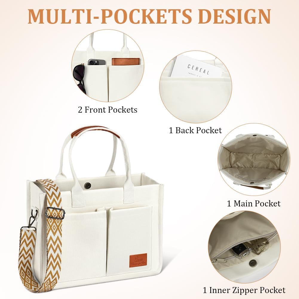 Detalle de Aucuu Sac Fourre-Tout en Toile pour Femme – Grande Capacité avec Sangles Amovibles