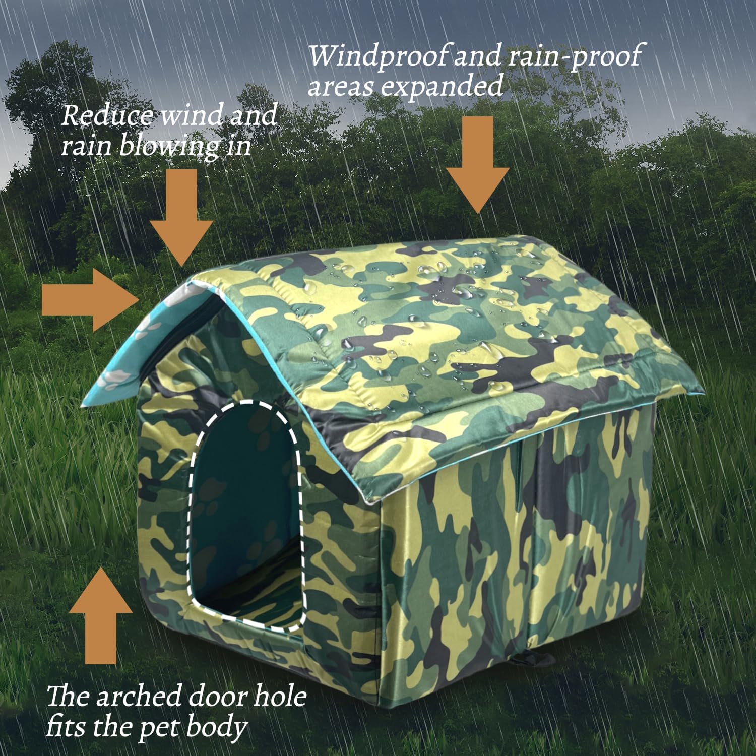 Thumbnail 2 de Outdoor waterproof & rainproof foldable pet shelter (cat house) 45x43x40cm – camouflaged finish