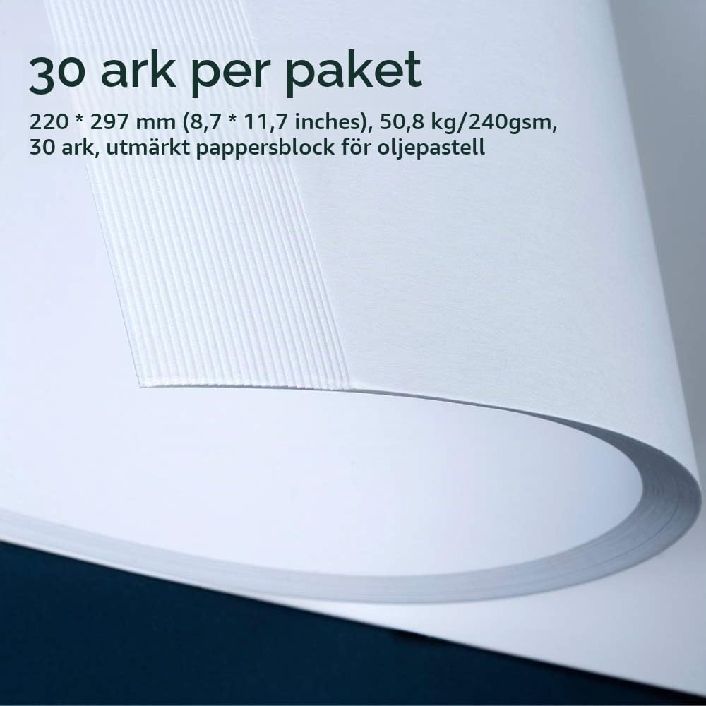Detalle de Paul Rubens oljepastellpapper, A4-format, varmpressat, 240 g/m², 30 ark