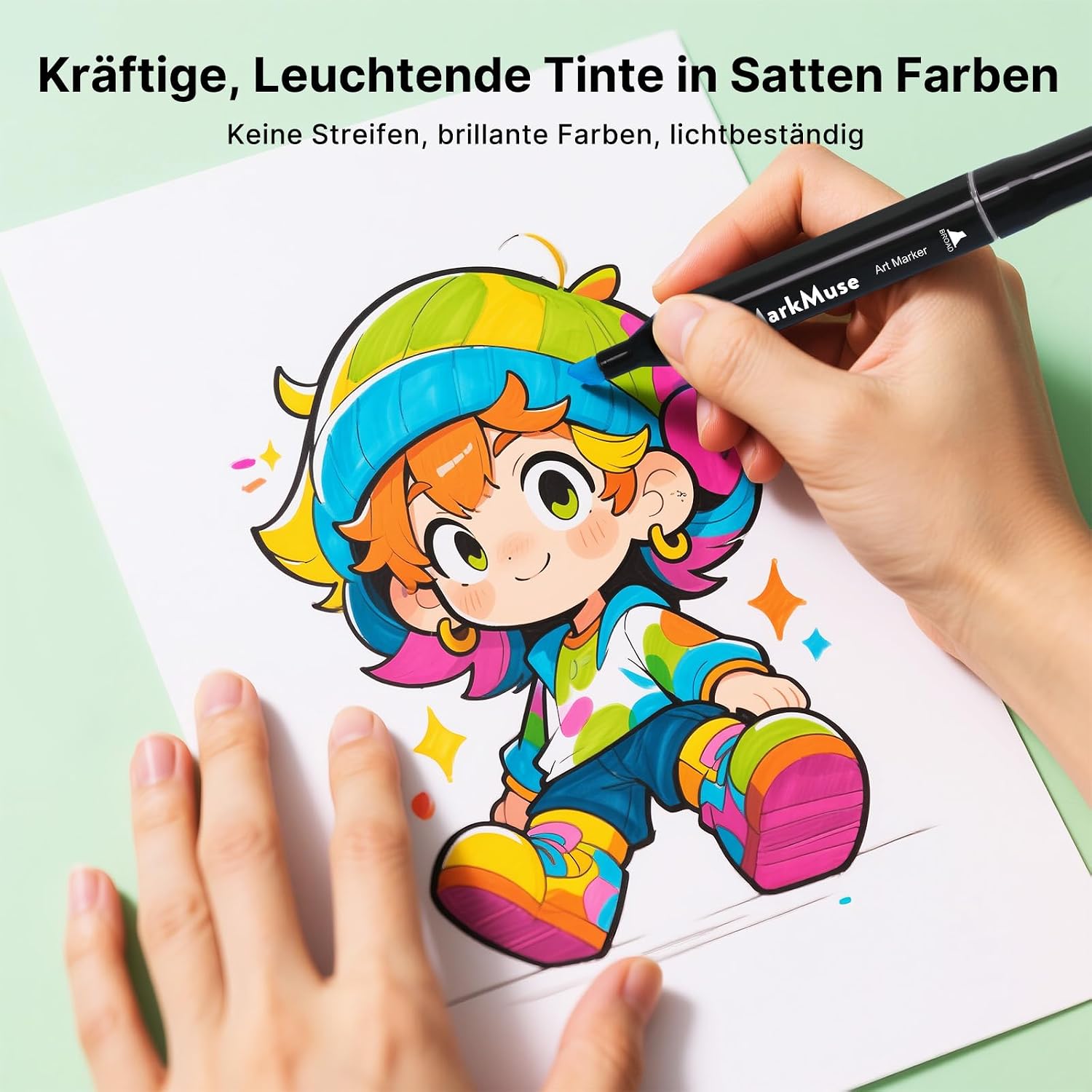Thumbnail 3 de MarkMuse 120 Alkohol Marker Set mit Doppelspitze (Meißel & Feinspitze) – Schnell trocknend