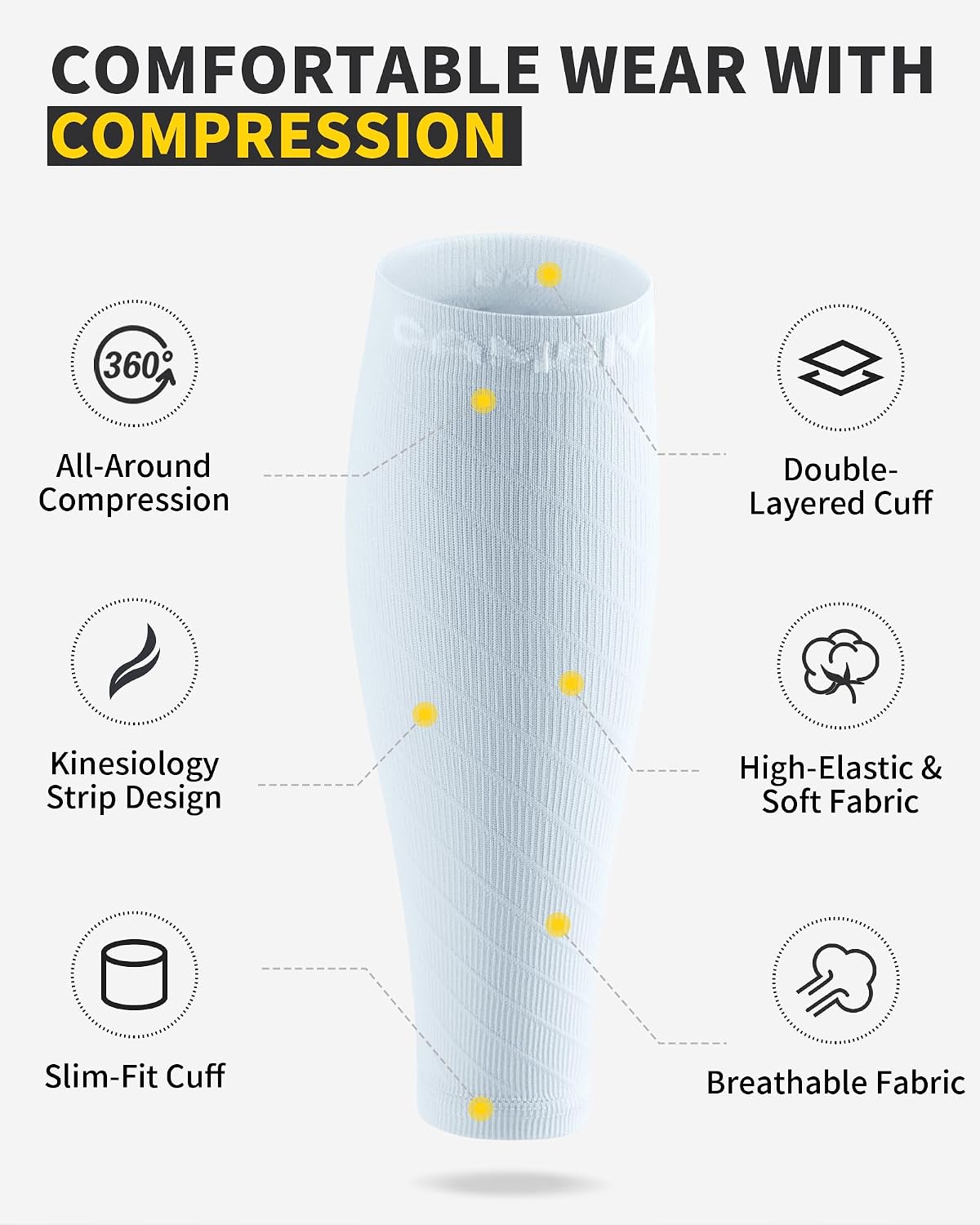 Thumbnail 1 de CAMBIVO 2 Pairs Calf Compression Sleeve (Men & Women) for Shin Splints, Running, Cycling & Flights