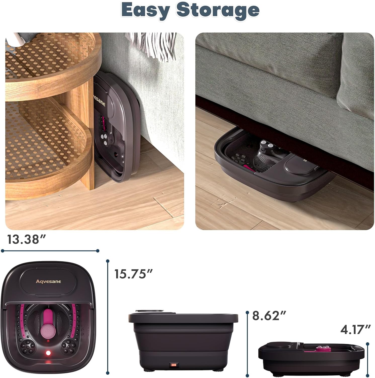 Thumbnail 6 de Aqvesane Collapsible Foot Bath Foot Spa Massager with Heat, Bubbles, and Remote