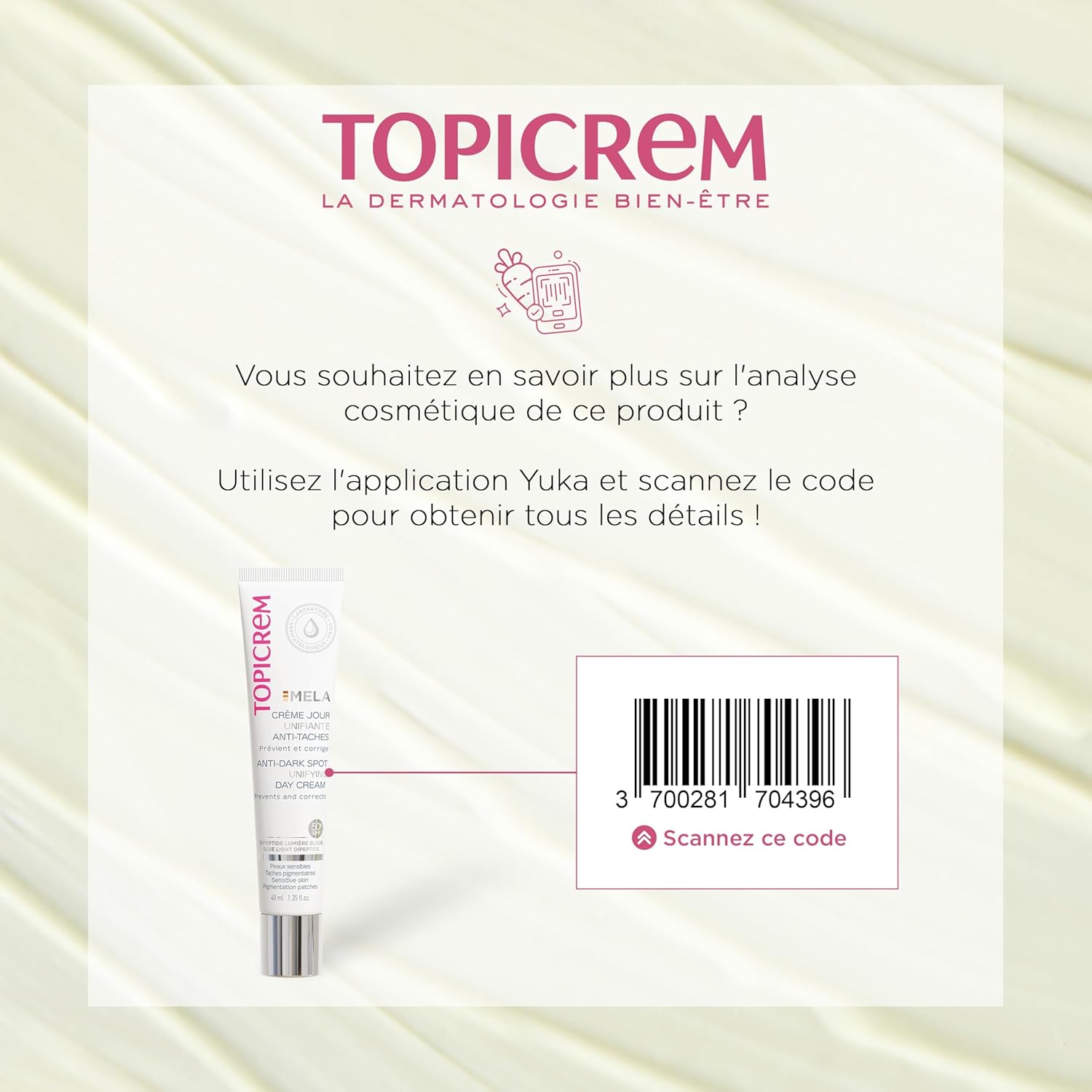 Thumbnail 6 de Topicrem Mela Crème Jour Unifiante Anti-Taches - Hydrate 24h SPF50+ pour peaux sensibles, 40 ml
