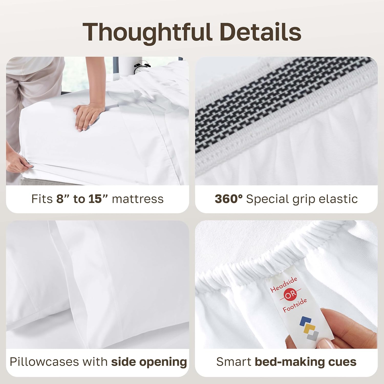 Thumbnail 4 de California Design Den Split King Sheet Set for Adjustable Bed (Buttery Soft 800-Thread Count Cotton Sateen) - White