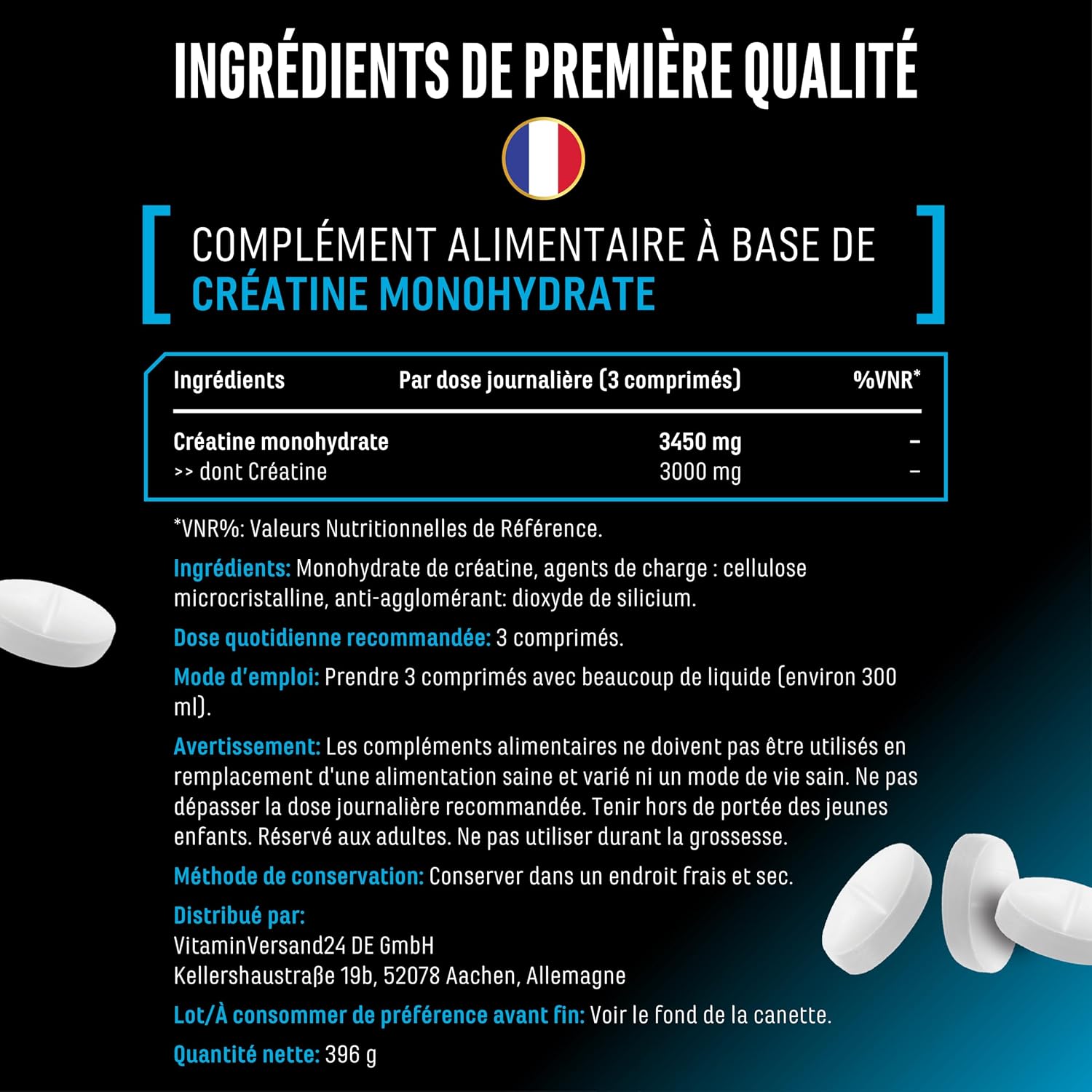 Thumbnail 4 de Creatine Ultra Tabs – 1500 mg créatine mono HQ? (oops)
Creatine Ultra Tabs 300 comprimés – créatine monohydrate 📋