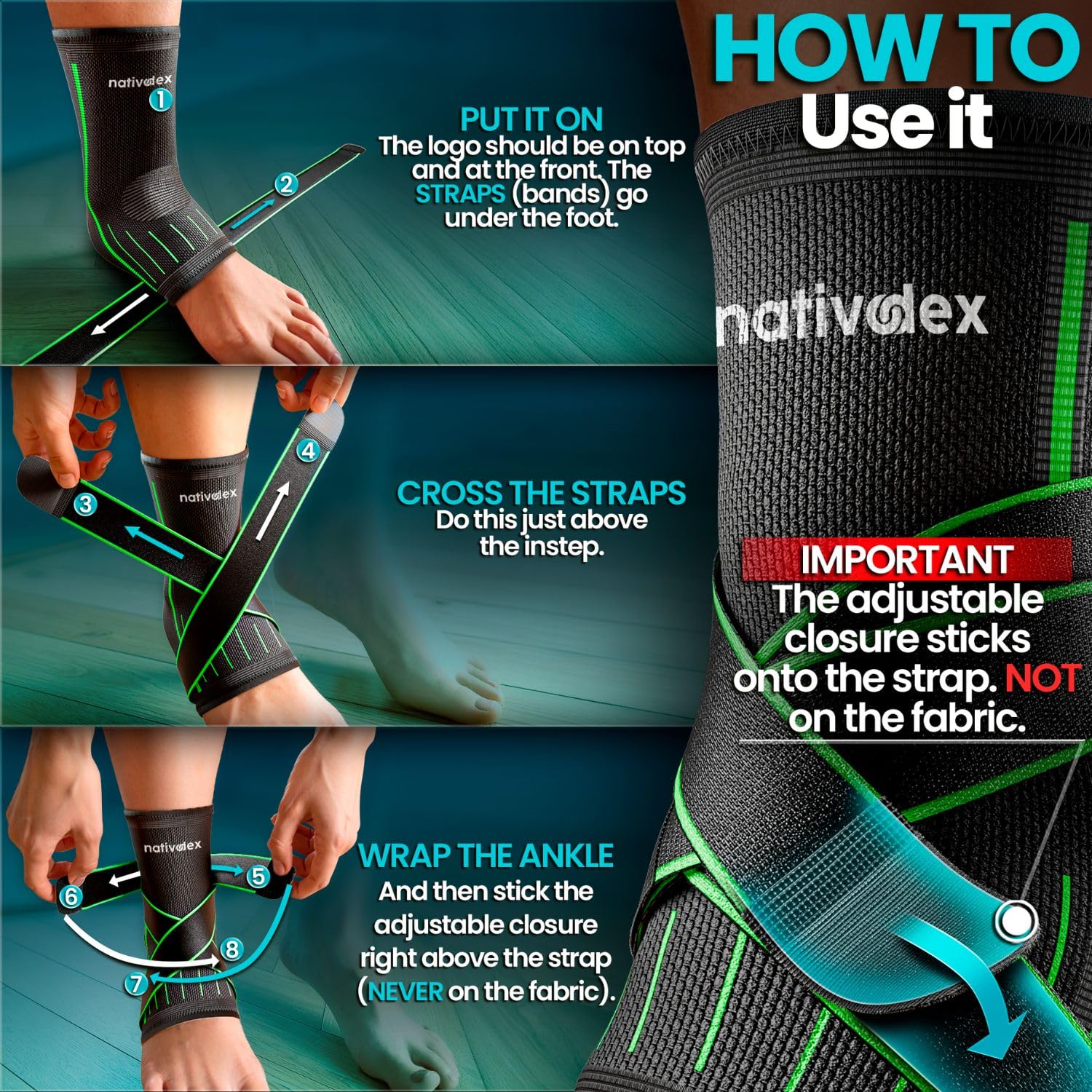 Thumbnail 6 de NativoDex Ankle Support Brace – Adjustable Ankle Compression for Sprains, Plantar Fasciitis, Achilles Tendonitis