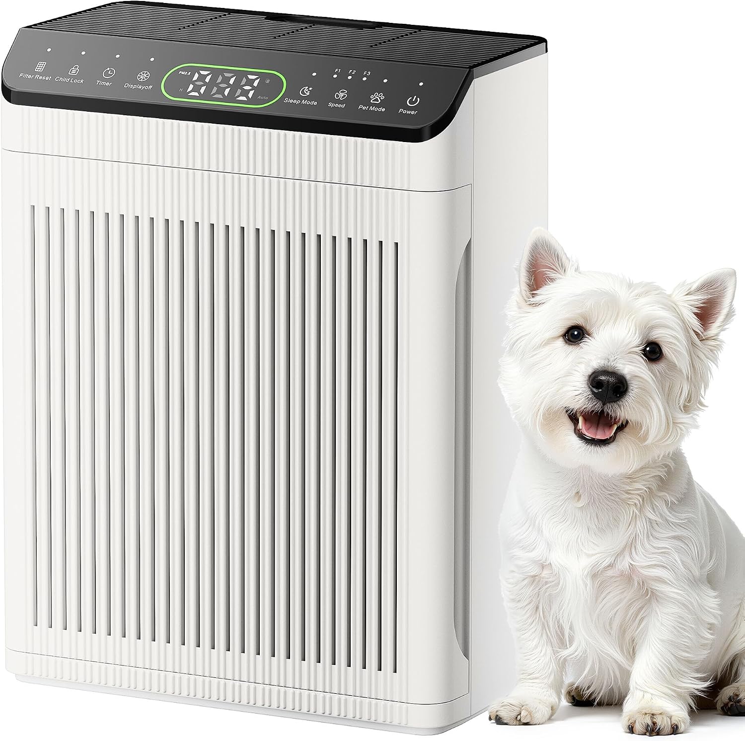 Detalle de EVALIT ET066 Air Purifier for Large Rooms (Up to 2200 sq ft) with Pet Mode, Washable HEPA Filter, Aromatherapy Slot, Ivory