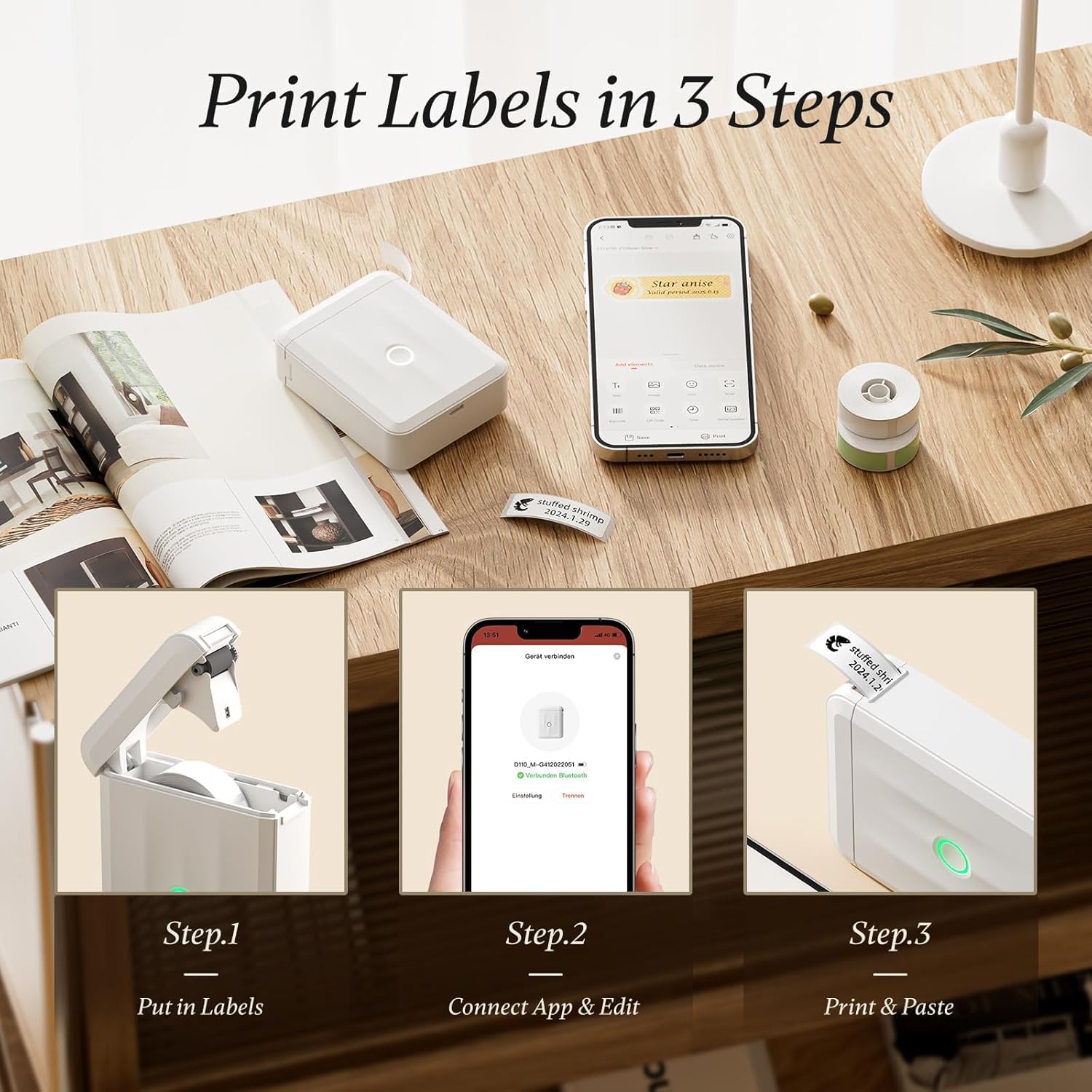 Detalle 2 de NIIMBOT D110 label printer 3 rolls Bluetooth
