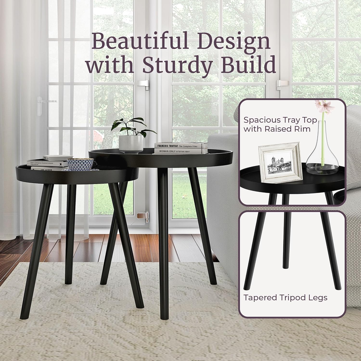 Detalle 2 de Lavish Home Nesting Side Tables, Set of 2