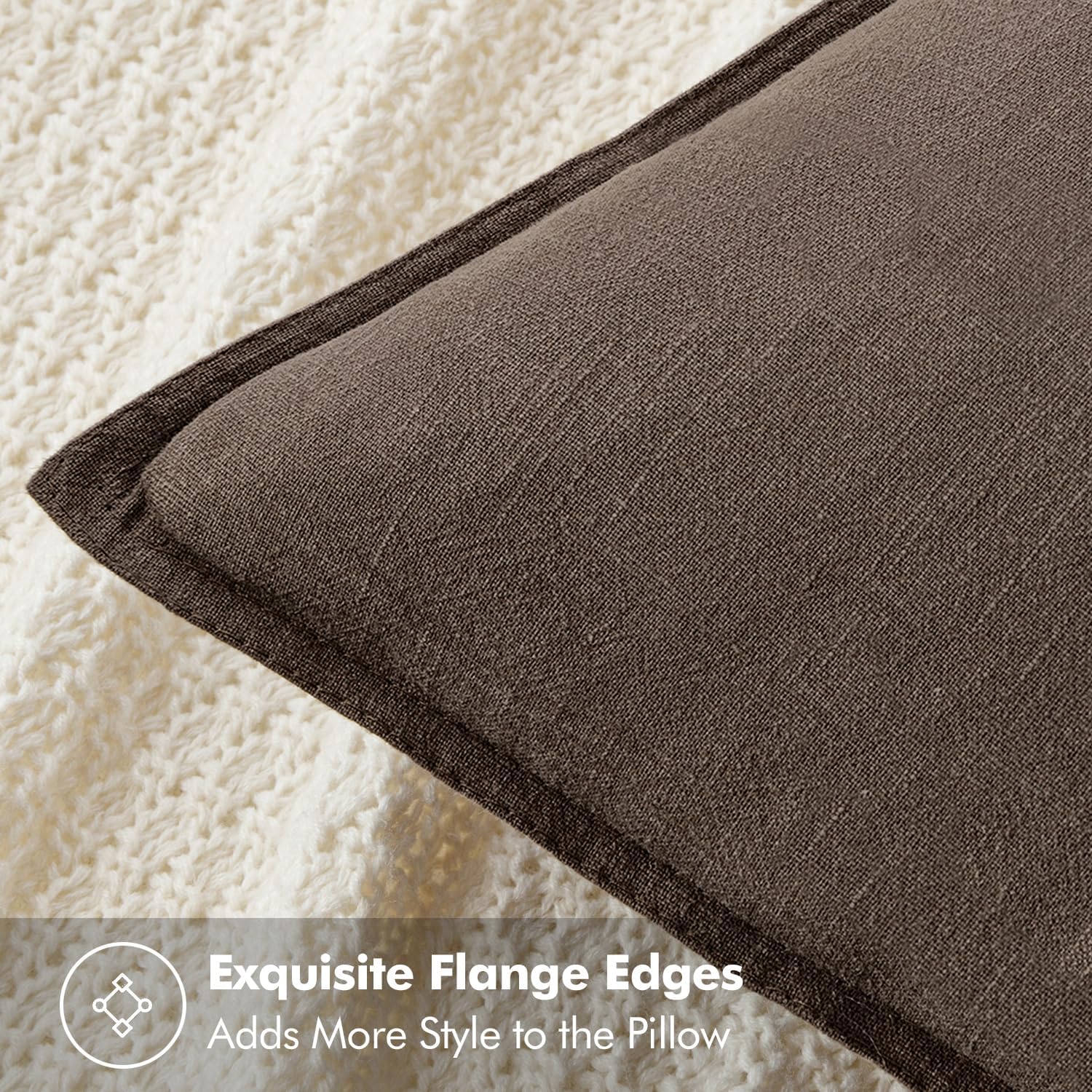 Thumbnail 1 de MIULEE Decorative Linen Pillow Covers, 18 x 18 Inch, Coffee, Set of 2