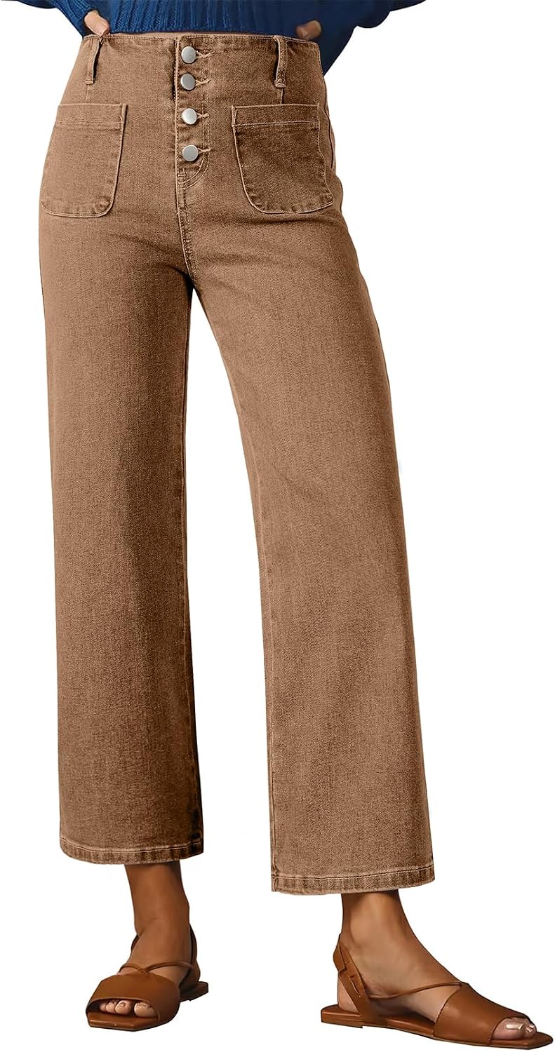 Detalle de Sidefeel Women's Wide Leg Jeans High Waisted with Front Pockets