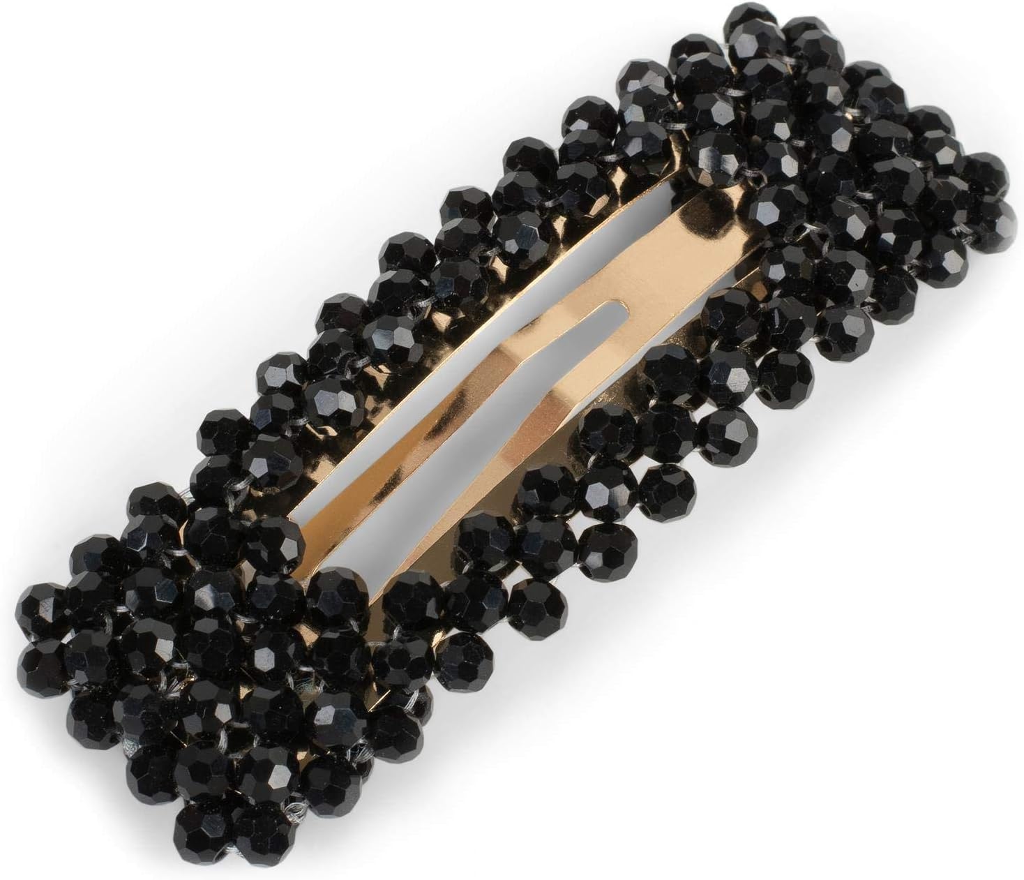 styleBREAKER mollette per capelli con perle in plastica e chiusura a clip — nero, 8 × 2,7 cm