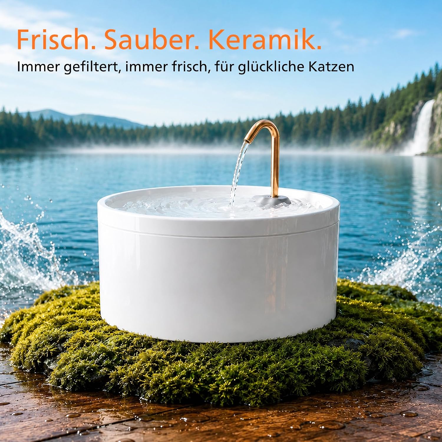 Detalle de MISFANS Keramik Trinkbrunnen für Hunde – 4L, Kupferrohr, leise Pumpe, 135oz, ideal für mehrere Haustiere