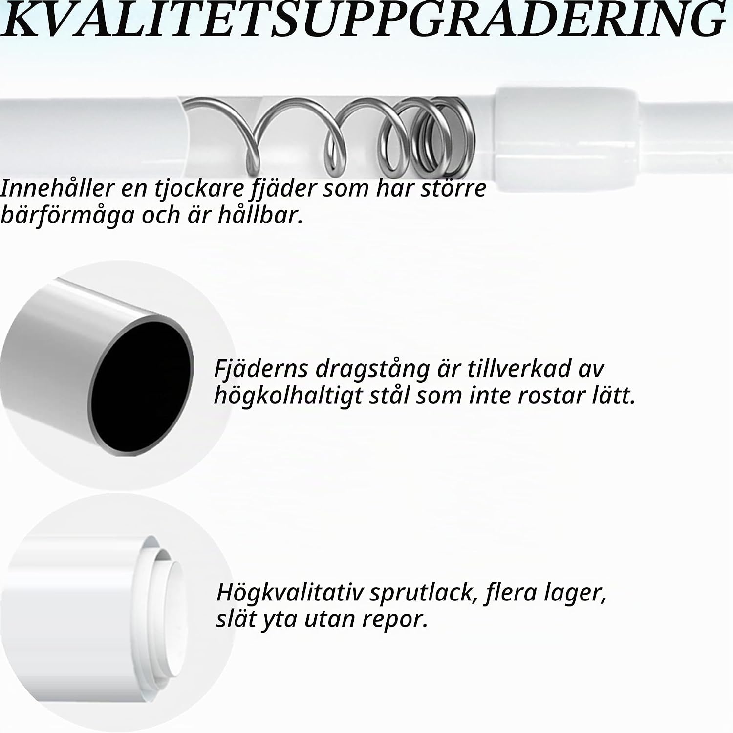Detalle de GDEVKHN NO3-XYG-1 spännstänger för gardiner, 80–120 cm, utan borrning, 2-pack