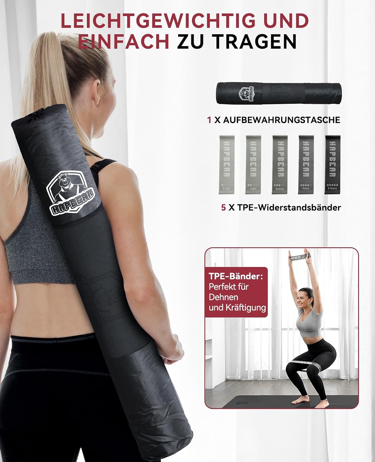 Thumbnail 6 de HAPBEAR Yogamatte XXL 183 cm groß, 6 mm Dicke