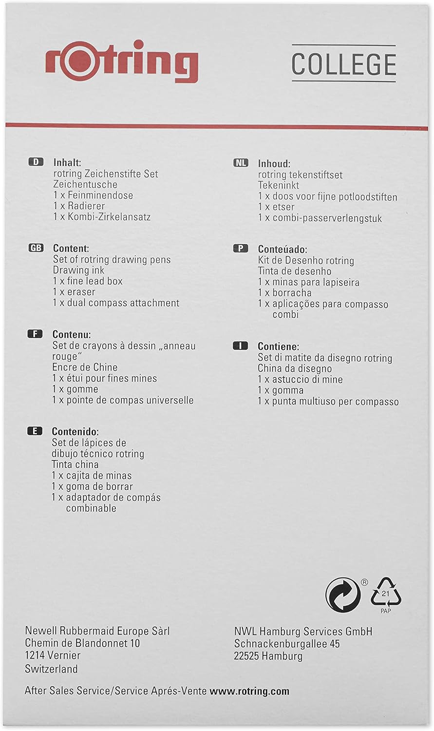 Thumbnail 6 de rOtring Isograph Pen Set Technical Pen & Pencil College Set with 3 pens (0.20/0.30/0.50) and mechanical pencil (0.5 mm)