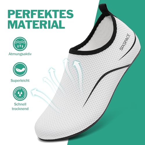 Thumbnail 4 de Sixspace Badeschuhe Damen & Herren Weiss 38 EU – Wasserschuhe mit rutschfester Sohle
