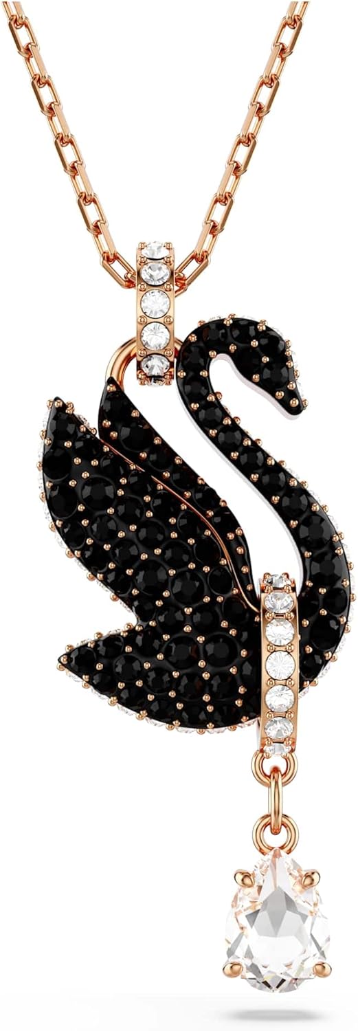 Thumbnail 5 de Swarovski Swan Collection : collier pavé noir et acier/rose doré, élégance intemporelle