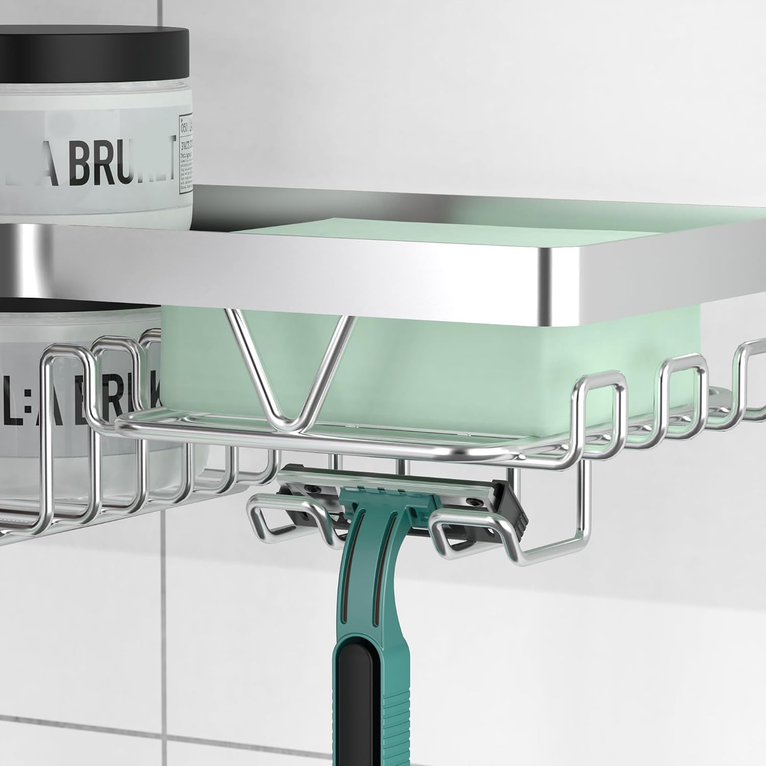 Thumbnail 4 de KEGII Corner Shower Caddy – No-Drill Adhesive Shower Shelf in Stainless Steel (Silver)