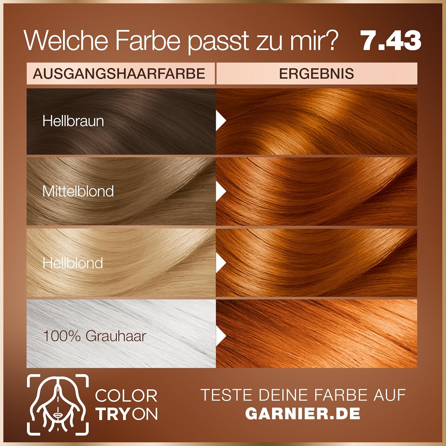 Detalle de Garnier GOOD Dauerhafte Haarfarbe 7.43 Kurkuma Kupfer – ohne Ammoniak, 100% Grauabdeckung