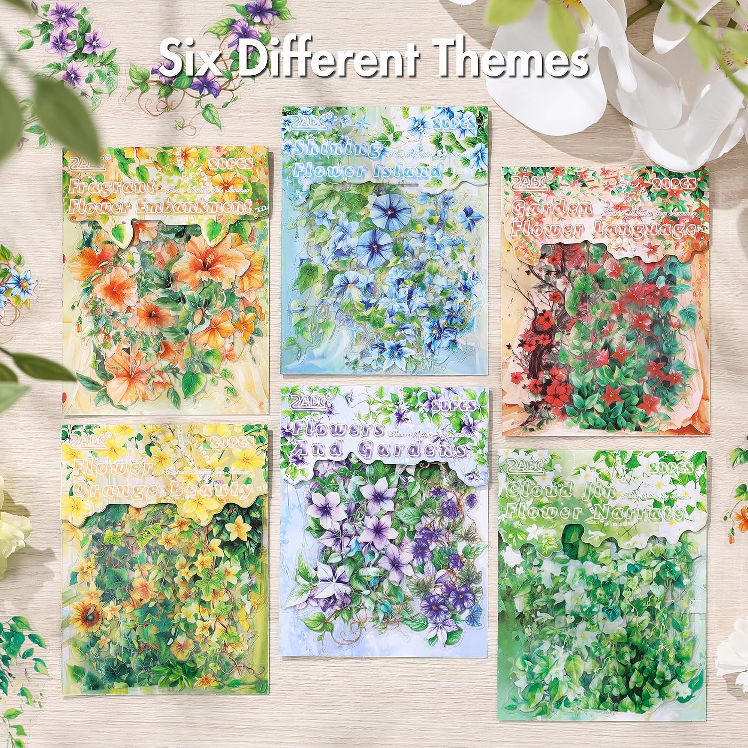 Thumbnail 4 de 120pcs Flower Stickers for Scrapbooking – Waterproof Floral Stickers for Journaling, Junk Journal, Home Decor, Laptop, Water Bottle, DIY Crafts (6 Floral Themes)