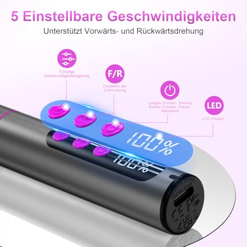Detalle 2 de POFIBO Nagelfräser kabellos tragbar 35000 U/min – Profi-Nagelgerät für Zuhause